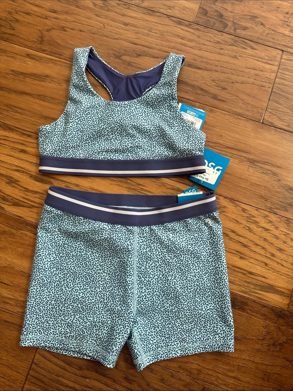 DSG Girls Navy & Light Blue Printed Active Shorts Set